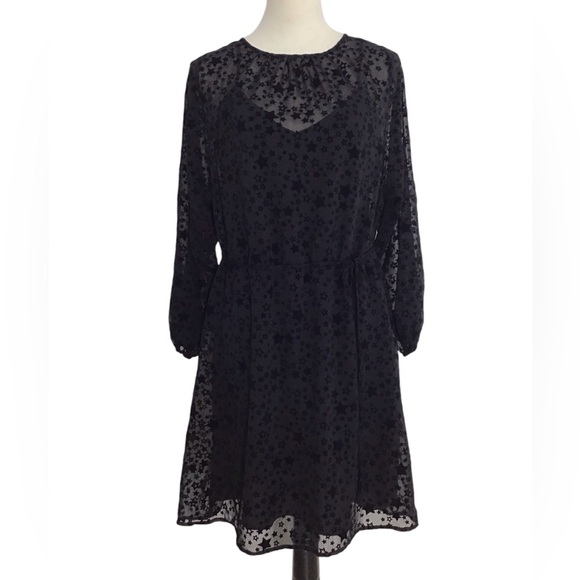Loft Velvet Star Burnout Long Sleeve Dress Size Small NWT - Picture 2 of 7